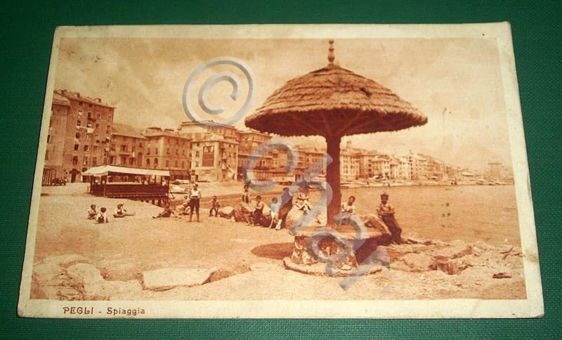 Cartolina Pegli - La spiaggia 1925.