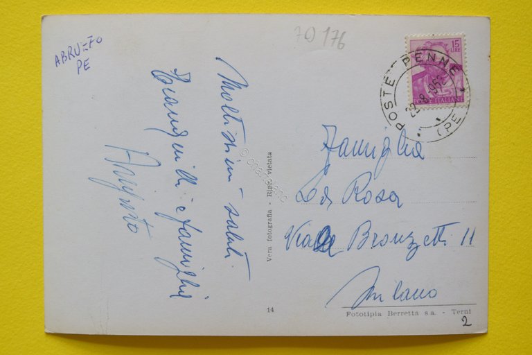Cartolina Penne Piazza Luca Da Penne 1960