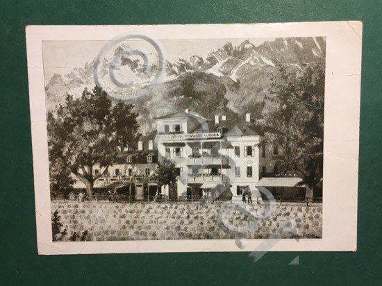 Cartolina Pensione Aurora - Merano - Passeggiate - 1930 ca.