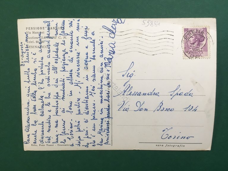 Cartolina Pensione Gandini - Via Manzoni - 1925