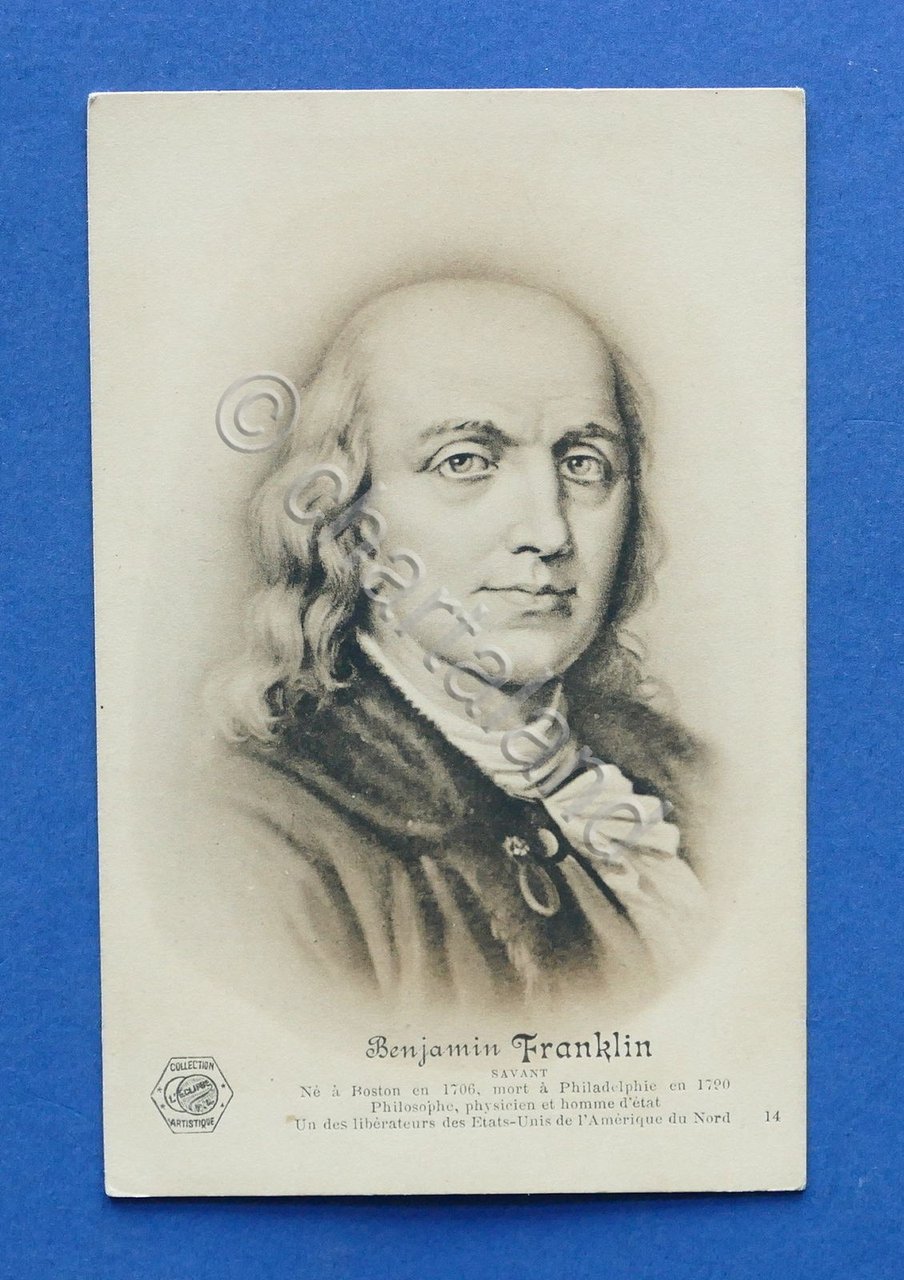 Cartolina Personaggi Famosi - Benjamin Franklin - 1920 ca..