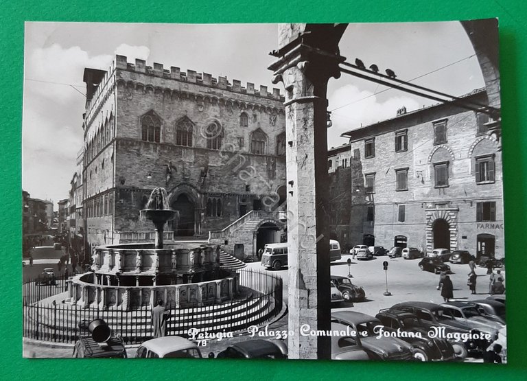 Cartolina Perugia - Palazzo Comunale e Fontana Maggiore - 1964