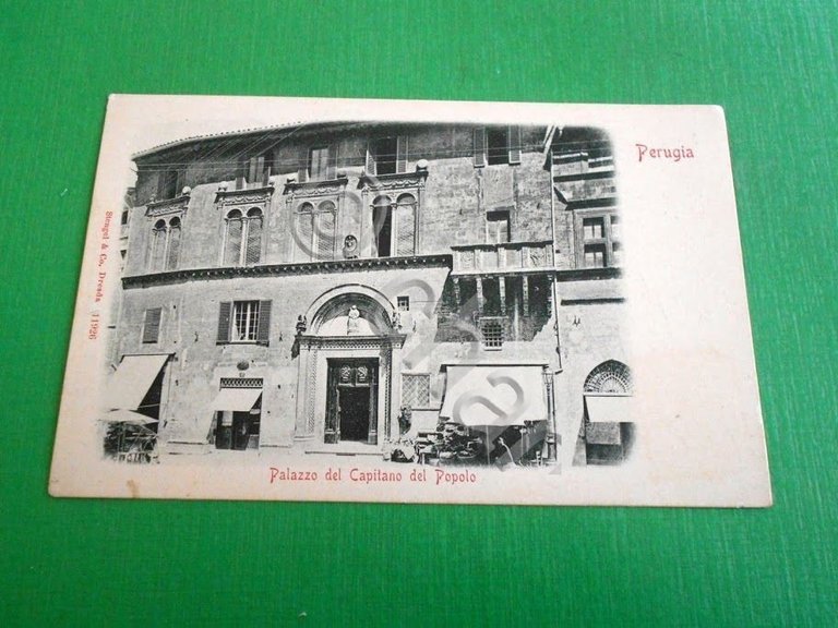 Cartolina Perugia - Palazzo del Capitano del Popolo 1904.