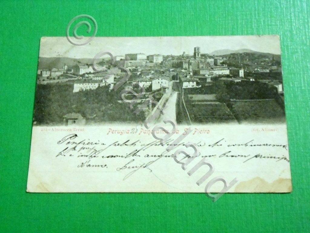 Cartolina Perugia - Panorama da S. Pietro 1910 ca | Immagine principale