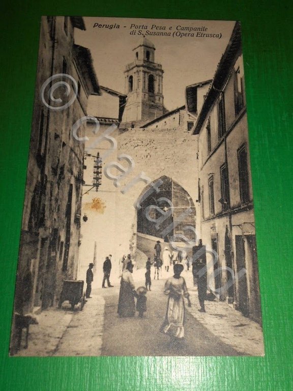 Cartolina Perugia - Porta Pesa e Campanile di S. Susanna …