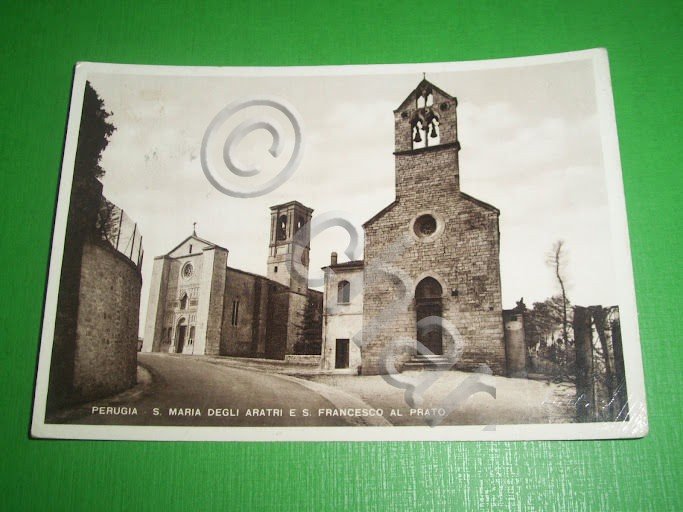 Cartolina Perugia - S. Maria degli Aratri e S. Francesco …