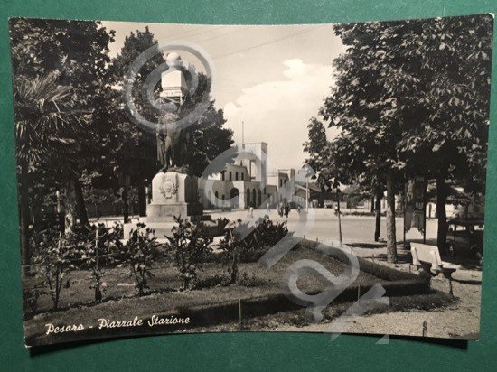 Cartolina Pesaro - Piazziale Stazione - 1920