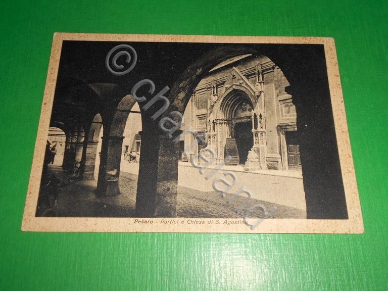Cartolina Pesaro - Portici e Chiesa di S. Agostino 1940 …