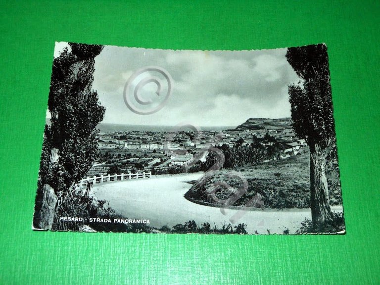 Cartolina Pesaro - Strada panoramica 1951