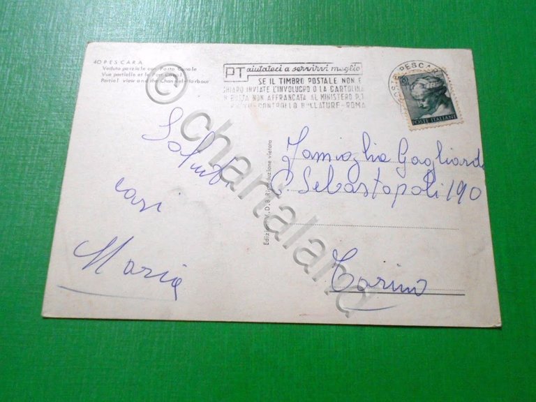 Cartolina Pescara - Veduta parziale con Porto Canale 1965.