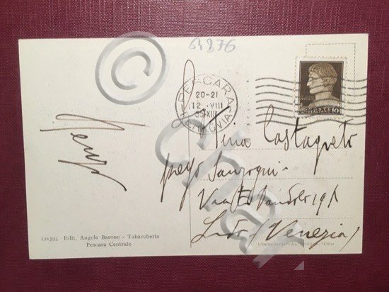 Cartolina Pescara Riviera - Spiaggia - 1935