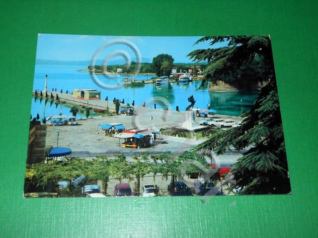 Cartolina Peschiera - Piazza con arrivo dei battelli 1960 ca