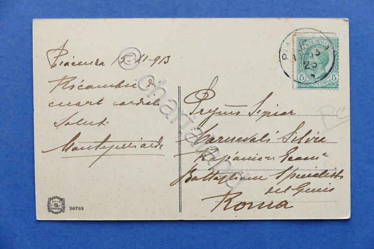 Cartolina Piacenza - Ingresso Ponte Ferroviario sul Po - 1913.