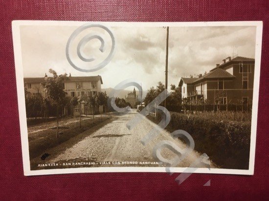 Cartolina Pianezza - San Pancrazio - Viale con Sfondo Santuario …