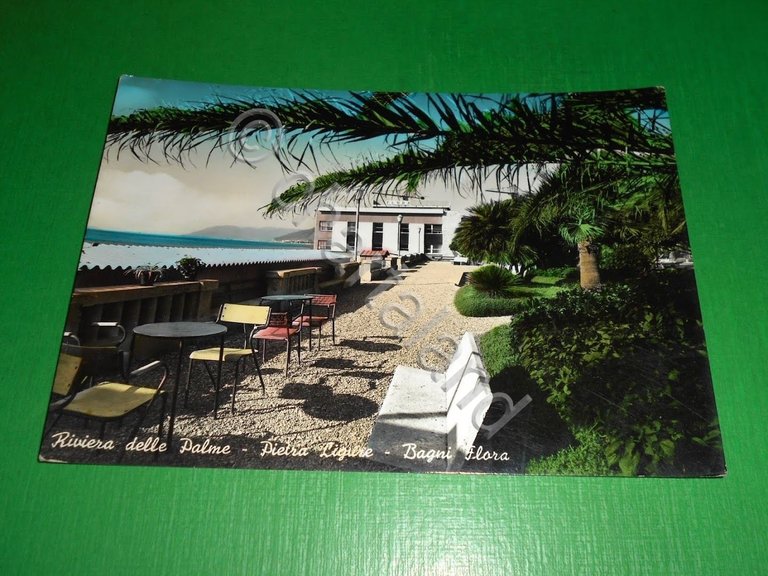 Cartolina Pietra Ligure - Bagni Flora 1960