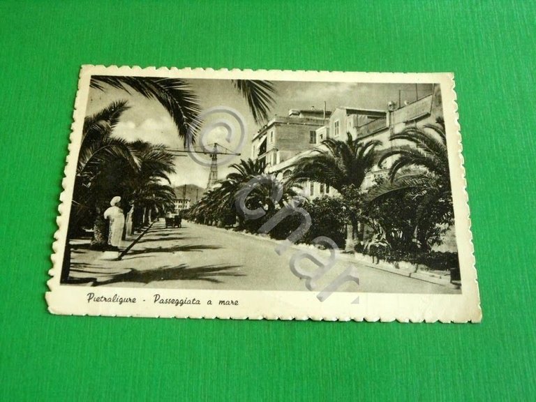 Cartolina Pietra Ligure - Passeggiata a mare 1949.