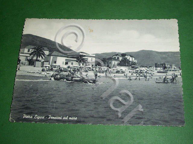 Cartolina Pietra Ligure - Pensioni sul mare 1953