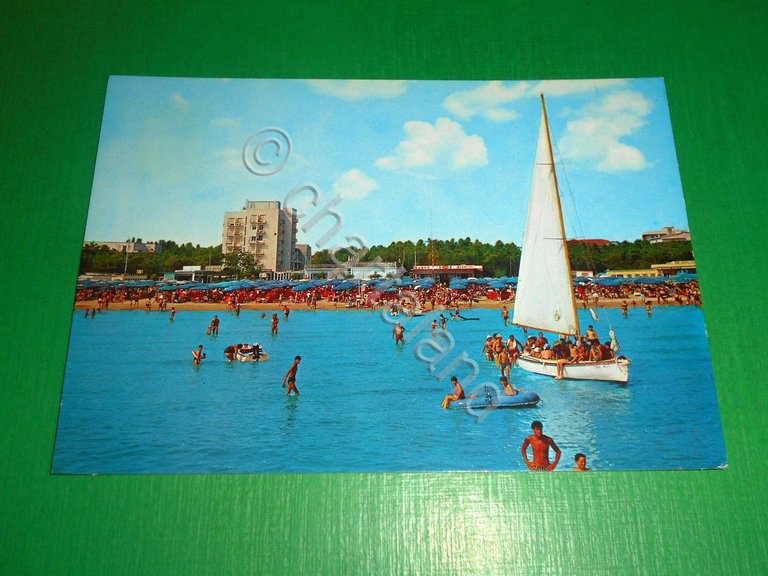 Cartolina Pinarella di Cervia - Veduta dal mare 1970