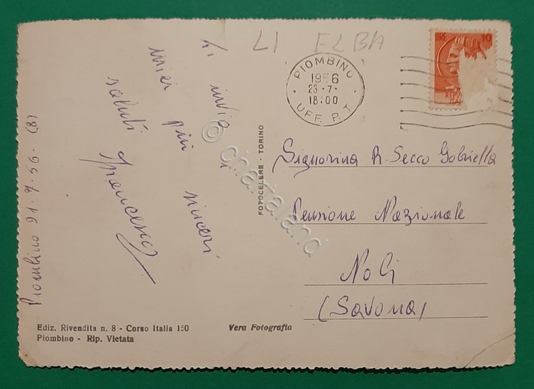 Cartolina Piombino - Corso Italia - 1956