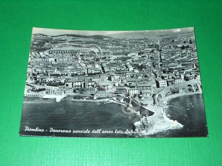 Cartolina Piombino - Panorama parziale dall' aereo lato Sud-Ovest 1950 …