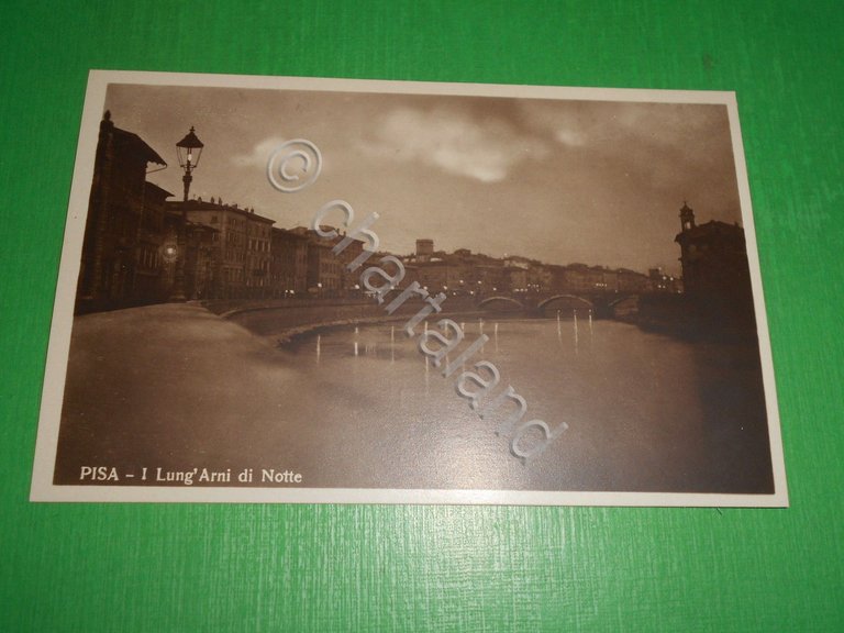 Cartolina Pisa - I Lung' Arni di notte 1930 ca.