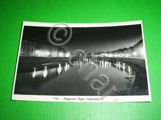Cartolina Pisa - Lungarno Regio ( notturno ) 1935 ca.