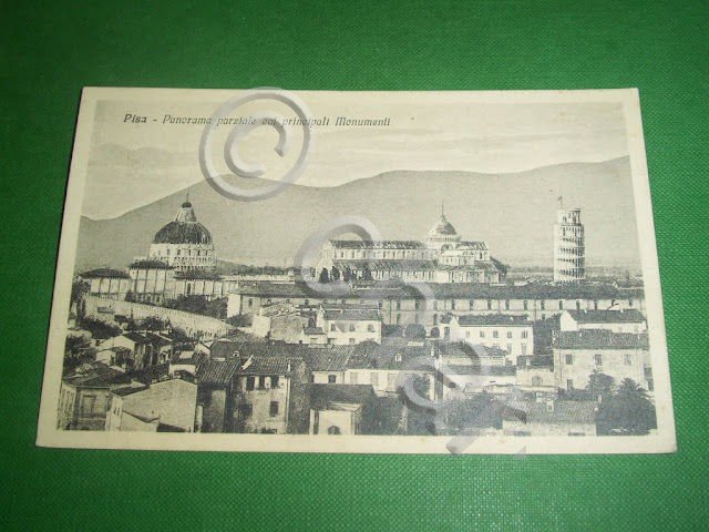 Cartolina Pisa - Panorama parziale coi principali monumenti 1930 ca.