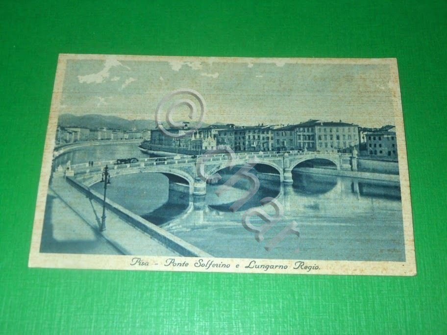Cartolina Pisa - Ponte Solferino e Lungarno Regio - PNF …