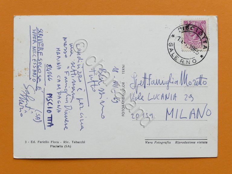 Cartolina Pisciotta - Spiaggia - 1969