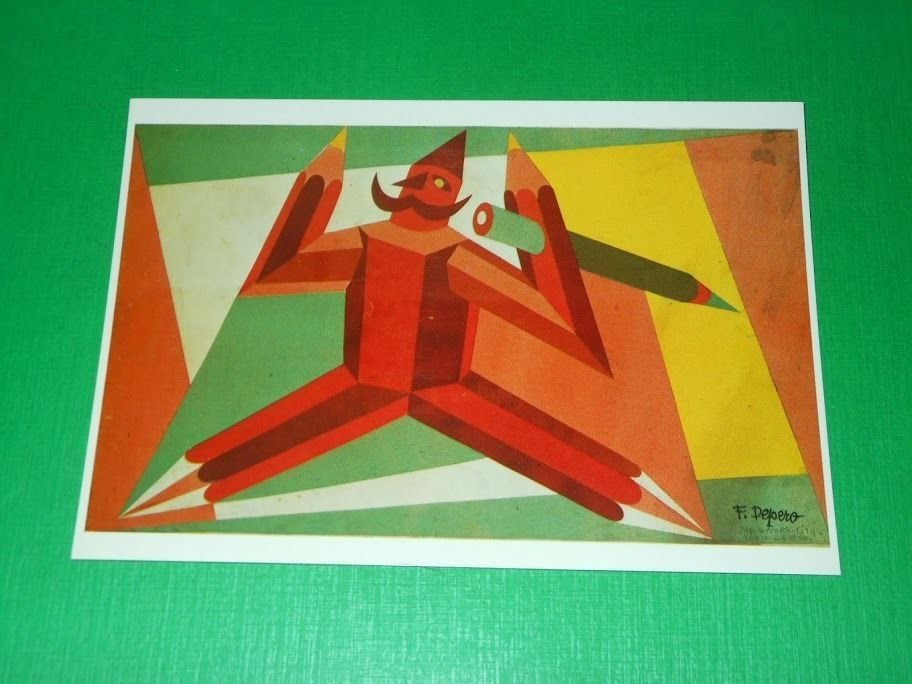 Cartolina Pittore Fortunato Depero 1892 / 1960 - Uomo matita …