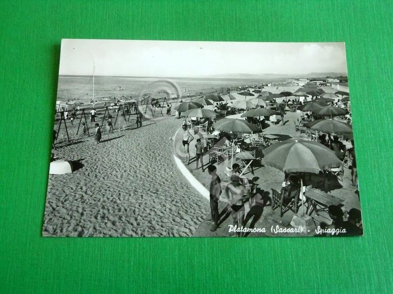 Cartolina Platamona ( Sassari ) - Spiaggia 1958