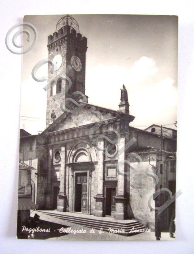 Cartolina Poggibonsi - Collegiata S. Maria Assunta 1955.