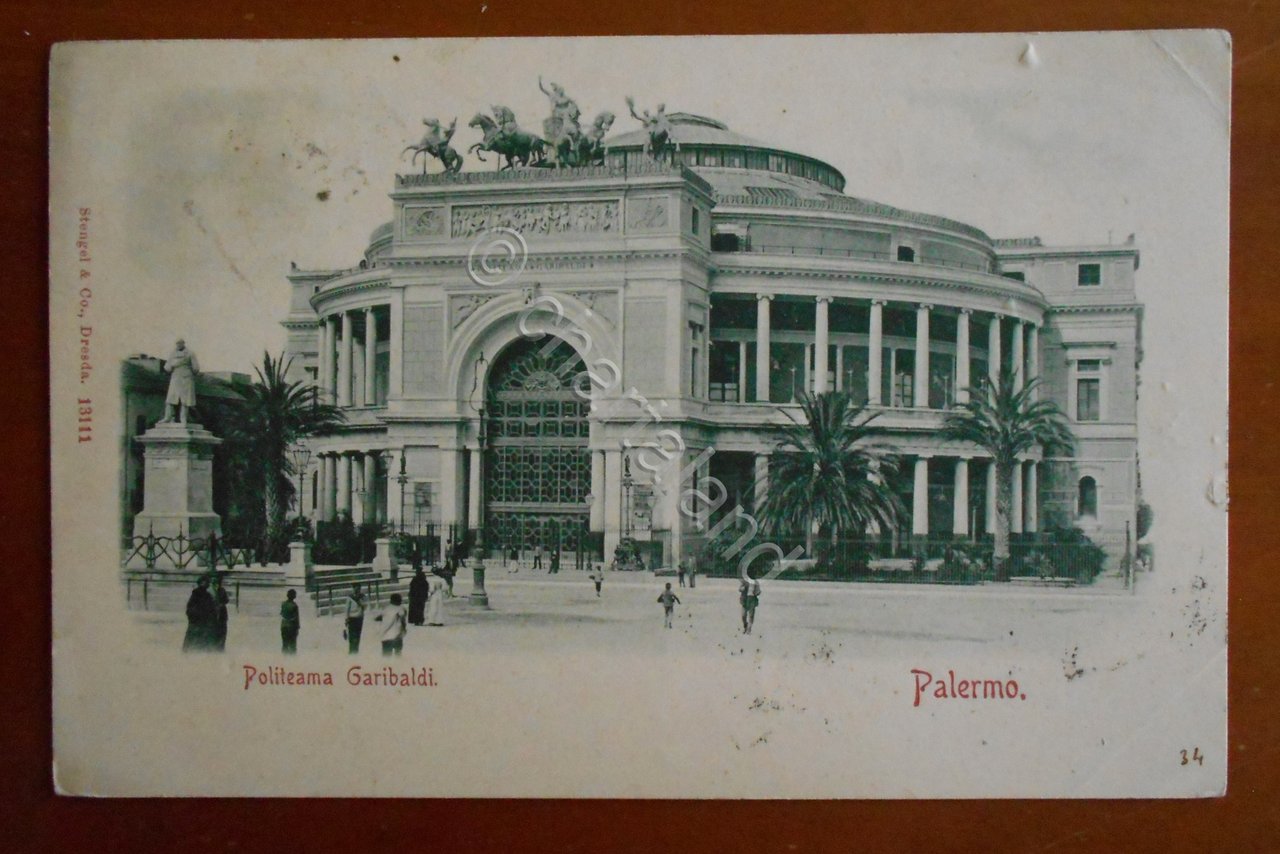 Cartolina Politeama Garibaldi - Palermo - 1901