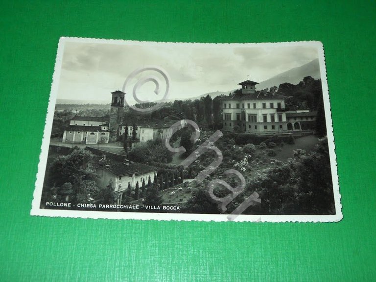 Cartolina Pollone - Chiesa Parrocchiale - Villa Bocca 1938