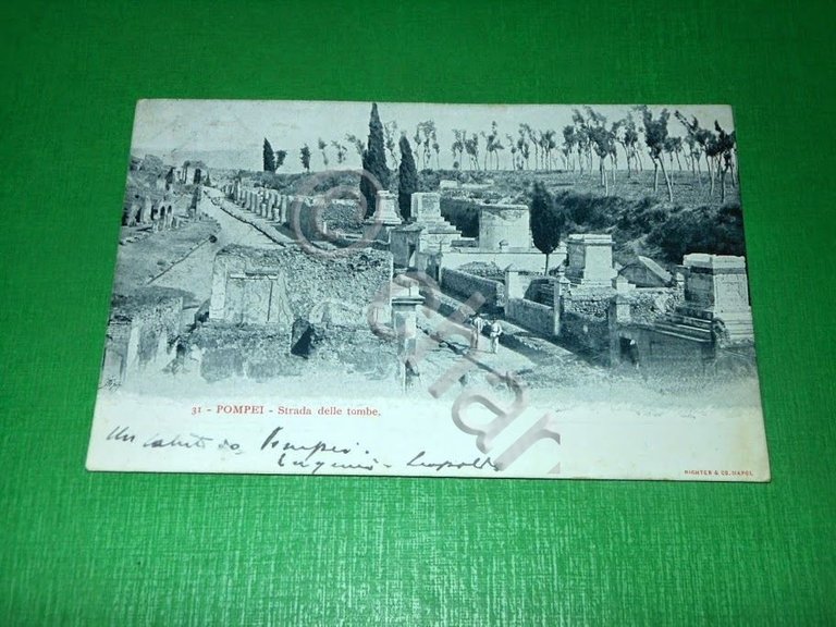 Cartolina Pompei - Strada delle Tombe 1903