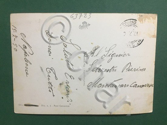 Cartolina Pont Canavese - Stazione e Panorama - 1950