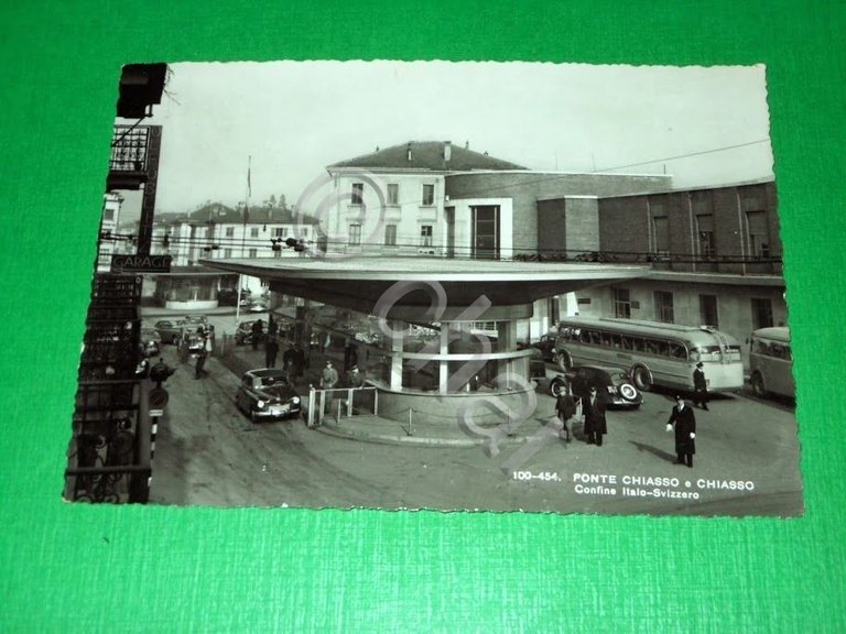Cartolina Ponte Chiasso e Chiasso - Confine Italo-Svizzero 1957