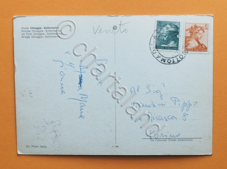 Cartolina Ponte Chioggia - Sottomarina - 1967 ca..