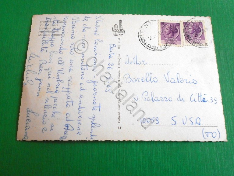Cartolina Porretta Terme - Via Matteotti 1969.