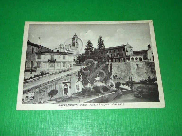 Cartolina Portacomaro d' Asti - Piazza Roggero e Municipio 1950 …