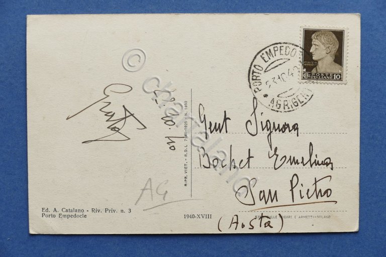 Cartolina Porto Empedocle - Stabilimento Balneare - Via Roma - …