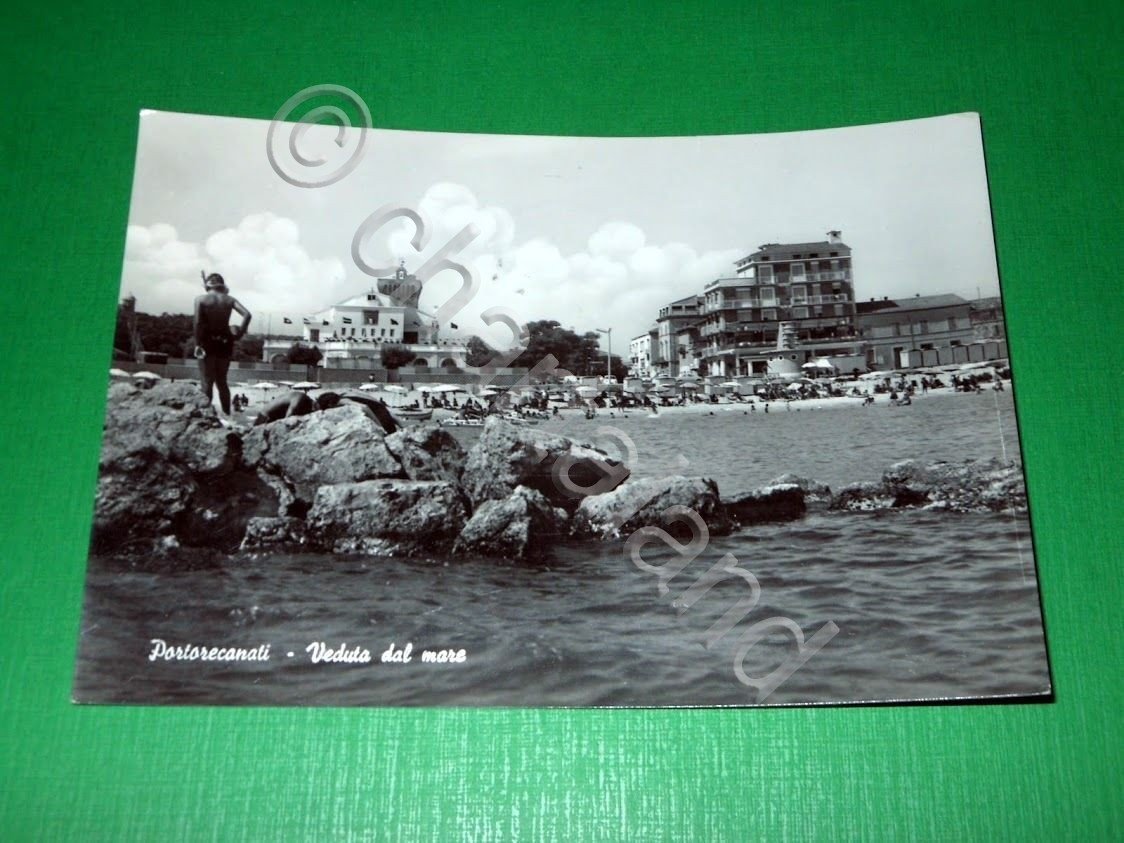 Cartolina Porto Recanati - Veduta dal mare 1964.
