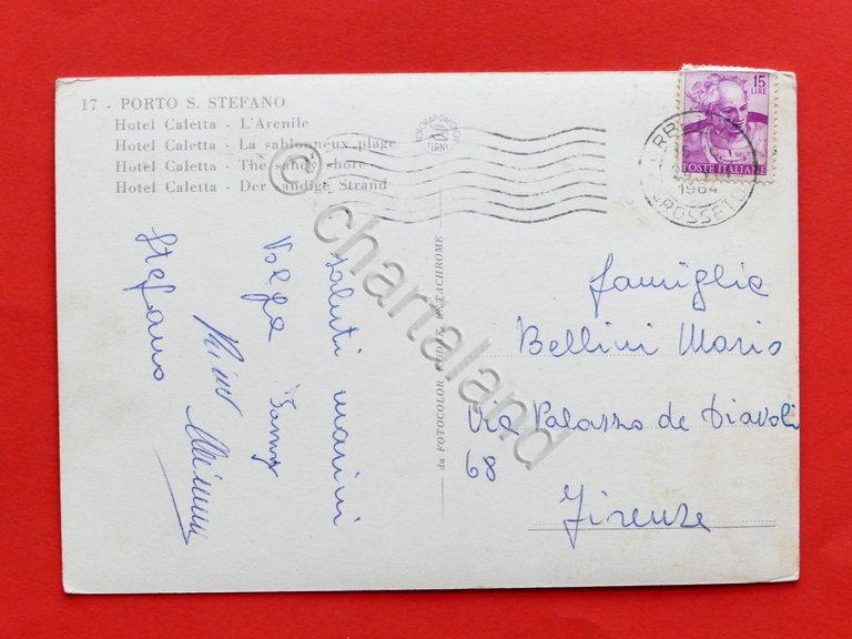 Cartolina Porto S. Stefano - Hotel Caletta - L'Arenile - …