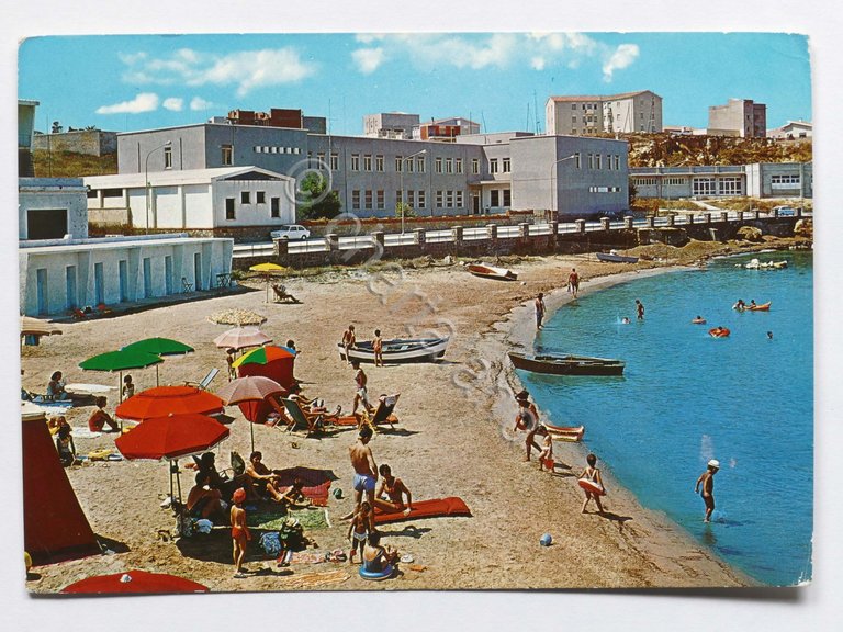 Cartolina Porto Torres - Spiaggia e lungomare - 1968