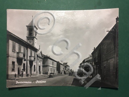 Cartolina Portocomaro - Stazione - 1955