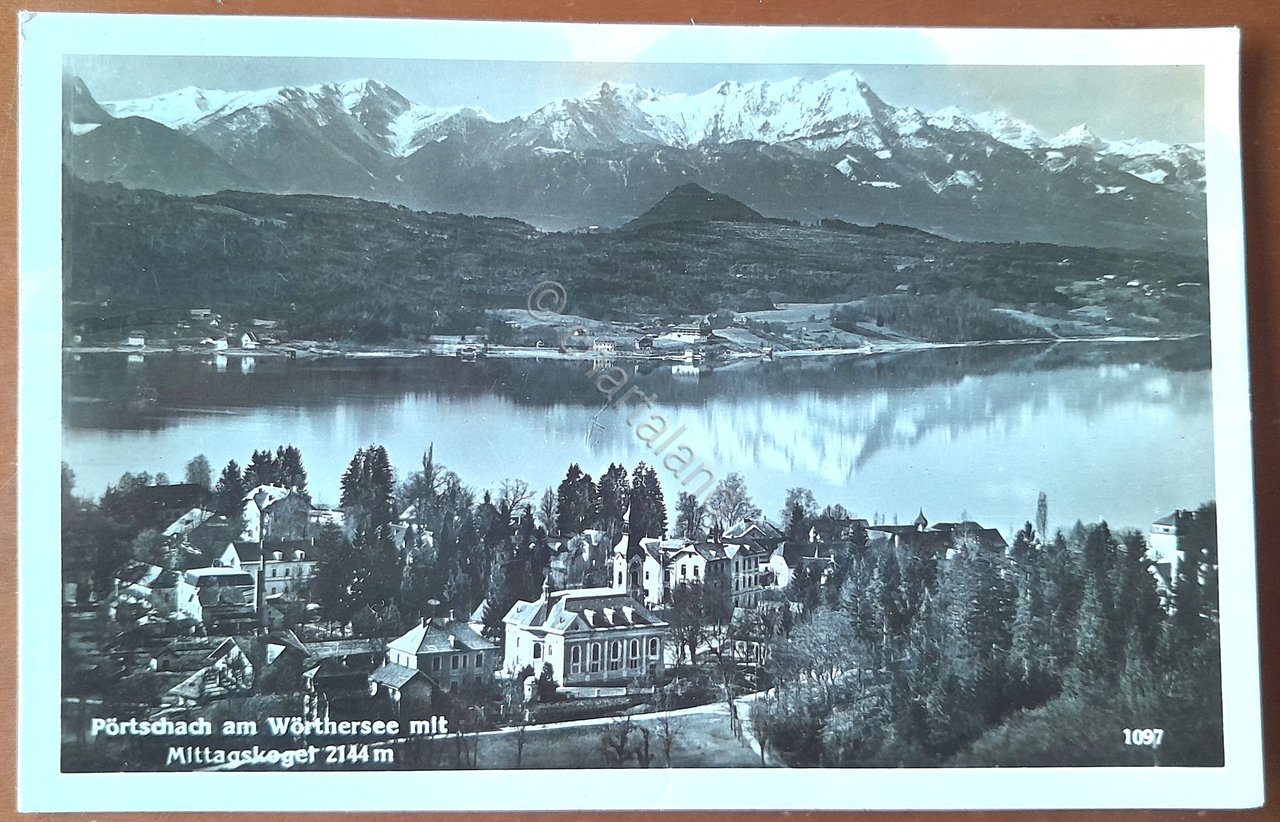 Cartolina Pörtschach am Wörthersee con il Mittagskogel - 1955 | Immagine principale