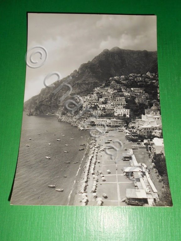 Cartolina Positano - Panorama e spiaggia 1963