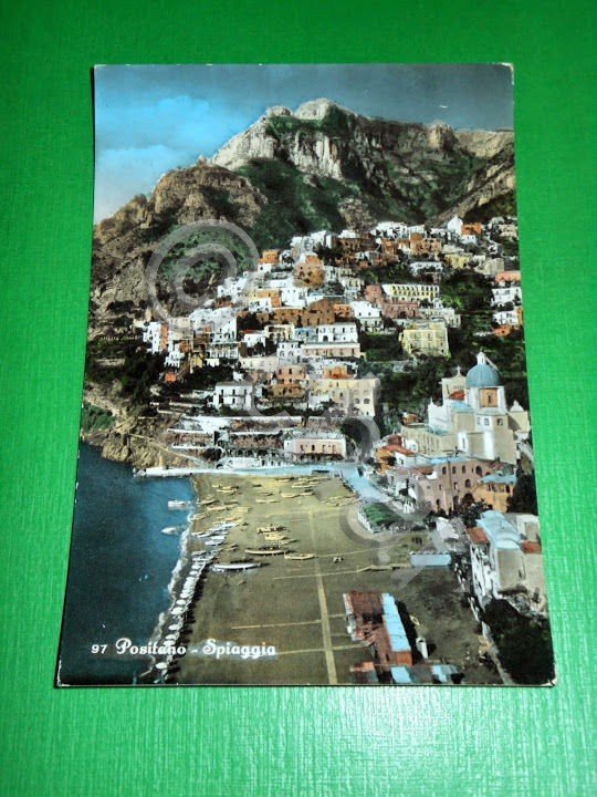 Cartolina Positano - Spiaggia 1959