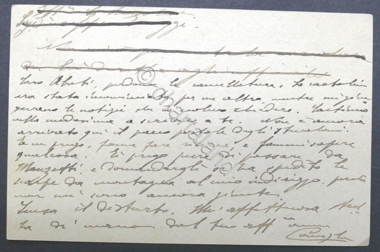 Cartolina postale con autografo del Generale Enrico Caviglia - Luglio … | Immagine principale