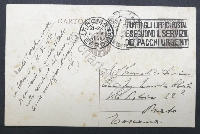 Cartolina postale con autografo del Generale Enrico Caviglia 1930 | Immagine Gallery 3
